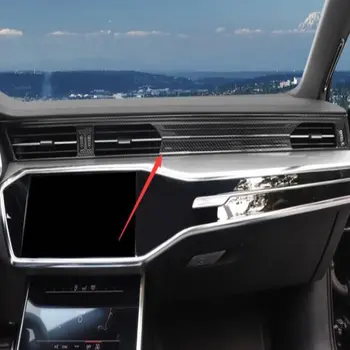 Audi için A6 C8 2019 2020 Karbon Fiber Çıkartmalar Klima Paneli Sticker Merkezi kontrol kapağı Trim AC çıkışı Dekorasyon Çerçeve