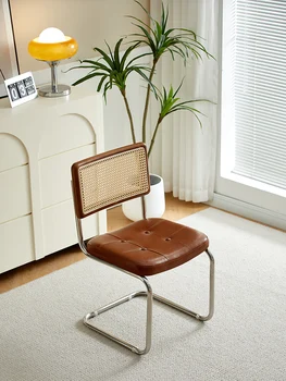 Katı ahşap rattan sandalye İskandinav ev tasarımcı yemek sandalyesi Net Kırmızı Cafe Otel eğlence ıns sandalye Ortaçağ sandalye