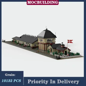 MOC Şehir Tren İstasyonu Komuta Merkezi Modeli Blok Montaj Yapı Şehir Sarı Saray Lokomotif Otel Koleksiyonu Serisi Oyuncak
