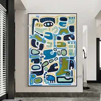 Noel hediyesi 100 % El-boyalı Mavi Soyut Yağlıboya Tuval üzerine sanat Çerçevesiz Yatak Odası Dış Duvar Dekorasyon Resimleri