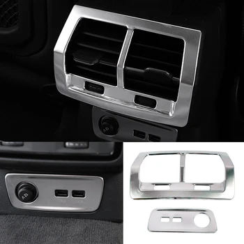 Audi için Q3 F3 2019 2020 Accesorios Araba kol dayama Kutusu Arka Klima Çıkışı krom çerçeve Trim İç Mekanlar USB Paneli