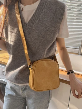 Popüler telefon çantası Kadınlar için crossbody moda retro küçük kare çanta Öğrenci Omuz askılı çanta Basit Alışveriş Fermuarlı çanta