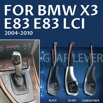 Vites Kolu Karbon Fiber Siyah Gümüş PU Deri BMW x3 E83 E83 LCI 2004 2005 2006-2010 Aksesuarları LED vites Topuzu