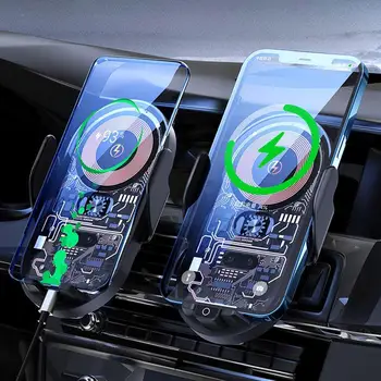 15W Kablosuz Şarj Araba telefon tutucu Otomatik Elektrikli Telefon Şarj Cihazı 360 Derece Rotasyon Dashboard telefon standı Araba Aksesuarı
