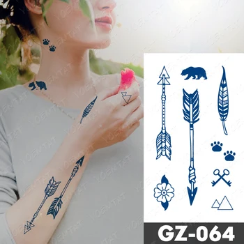 Suyu Kalıcı Su Geçirmez Geçici Dövme Etiket Ok Tüy Çiçek Geometrik Flaş Dövme Çocuk Vücut Sanatı Sahte Dövme Doğal Mürekkep