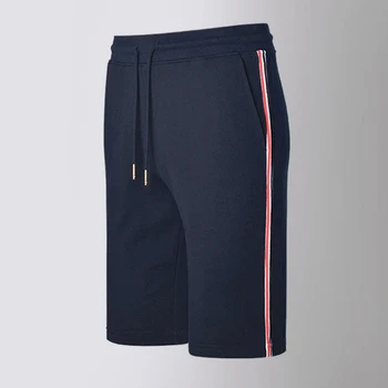 TB THOM Rahat Şort Çift Çizgili Pamuk Lüks spor pantolon Yüksek Kaliteli Ekleme Tasarım Yaz Rahat Parça Şort