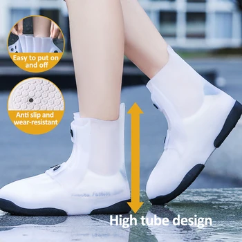 Üstün Su Geçirmez Ayakkabı Kapağı Düğmesi Ayarlanabilir Konfor yağmur botu Kapağı Yeniden Kullanılabilir Açık Kalınlaşmış kaymaz Ayakkabı Koruyucu