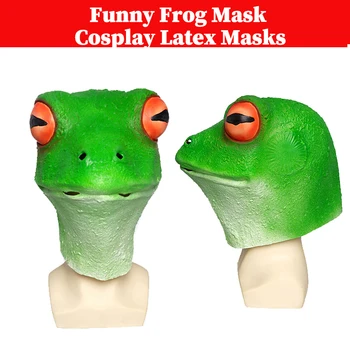 Komik Kurbağa Maskesi Cosplay Hayvan Lateks Maskeleri Kask Masquerade Kostüm Aksesuarları Kadın Erkek Cadılar Bayramı Karnaval Parti Takım Elbise Sahne