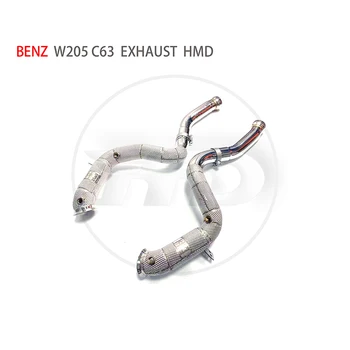 HMD Egzoz Manifoldu İniş Borusu Benz için W205 C63 AMG Araba Aksesuarları Katalitik konvertör Başlığı Olmadan kedi boru