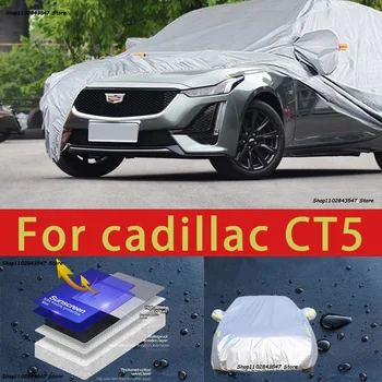 Cadillac için CT5 Açık Koruma Tam Araba Kapakları Kar Örtüsü Güneşlik Su Geçirmez Toz Geçirmez Dış Araba aksesuarları