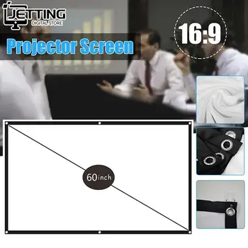 16: 9 Taşınabilir projeksiyon perdesi Basit Perde Anti-ışık 60 İnç Projeksiyon Ekranları İş Ev Açık Ofis projektör