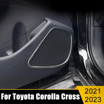 Toyota Corolla için Çapraz XG10 2021 2022 2023 Paslanmaz Çelik Araba Kapı Ses Hoparlör ayar kapağı Tweeter Çerçeve Sticker Aksesuarları