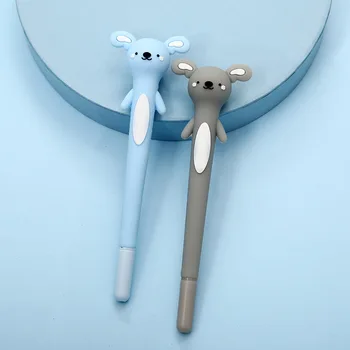 36 ADET Kore karikatür hayvan kalem sevimli modelleme yumuşak kauçuk tembel tükenmez kalem öğrenciler silebilir mavi imza kalem
