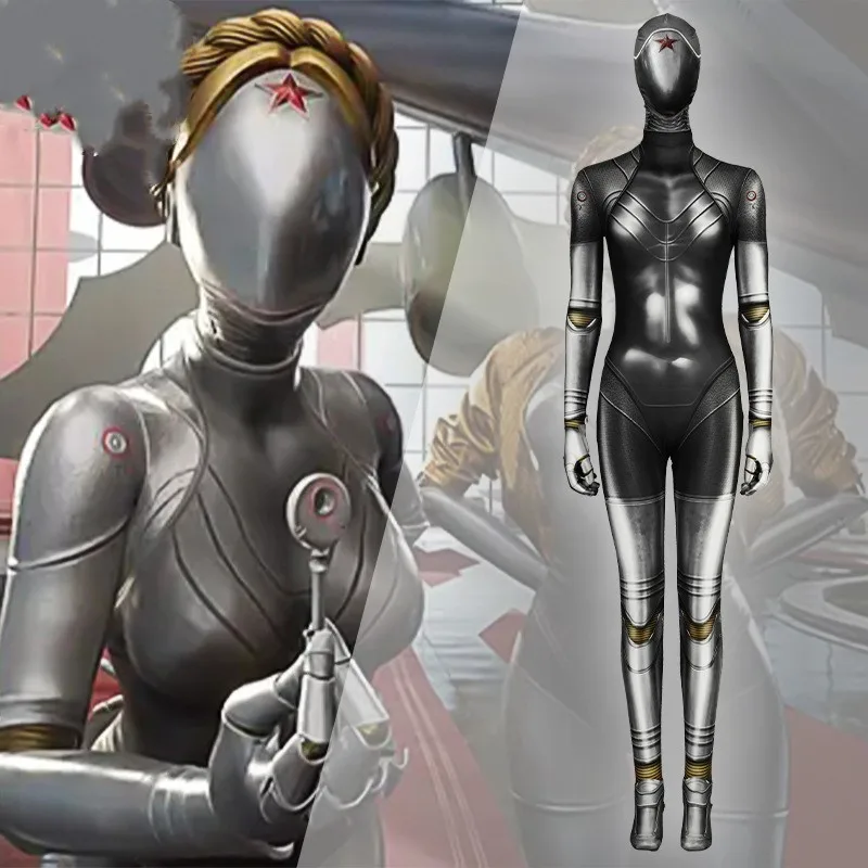 Oyun Atomik Kalp Atomictwinnies Cosplay Kostüm Robot Twins Sıkı Tulumlar Başlık Yetişkin Kadın Seksi Karnaval Cadılar Bayramı Takım Elbise