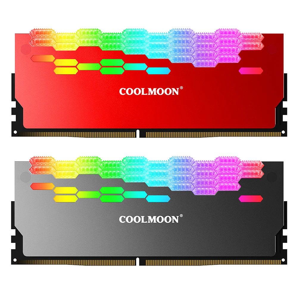 COOLMOON RA - 2 RAM bellek ısı emici soğutucu 5V 3pın ARGB Renkli Zihinsel ısı Masaüstü Bilgisayar soğutma PC denetleyici Aksesuarı