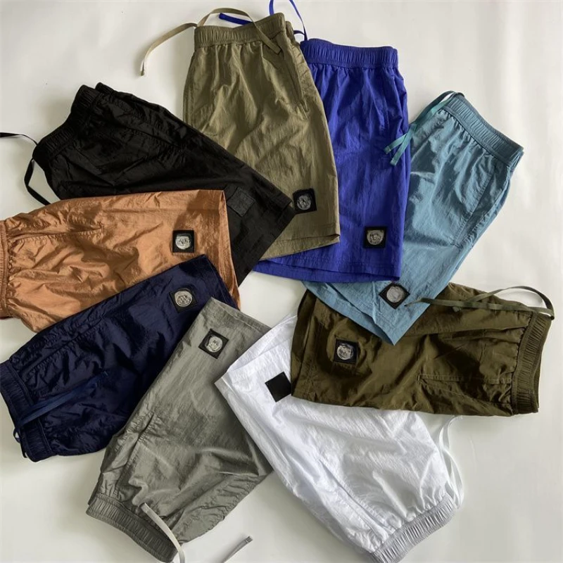 Rahat StoneShorts Naylon Erkek Şort Rahat Çok Renkli Cep İpli Yaz Nefes Kumaş Spor plaj pantolonları Erkekler için