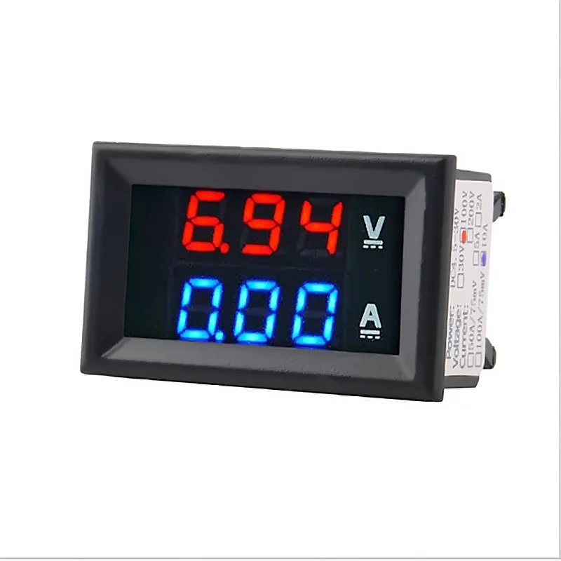 Led DC0-100V 10A Dijital Voltmetre Ampermetre Multimetre Gerilim ampermetre Volt Ölçer Paneli Çift Ekran Gerilim Metre