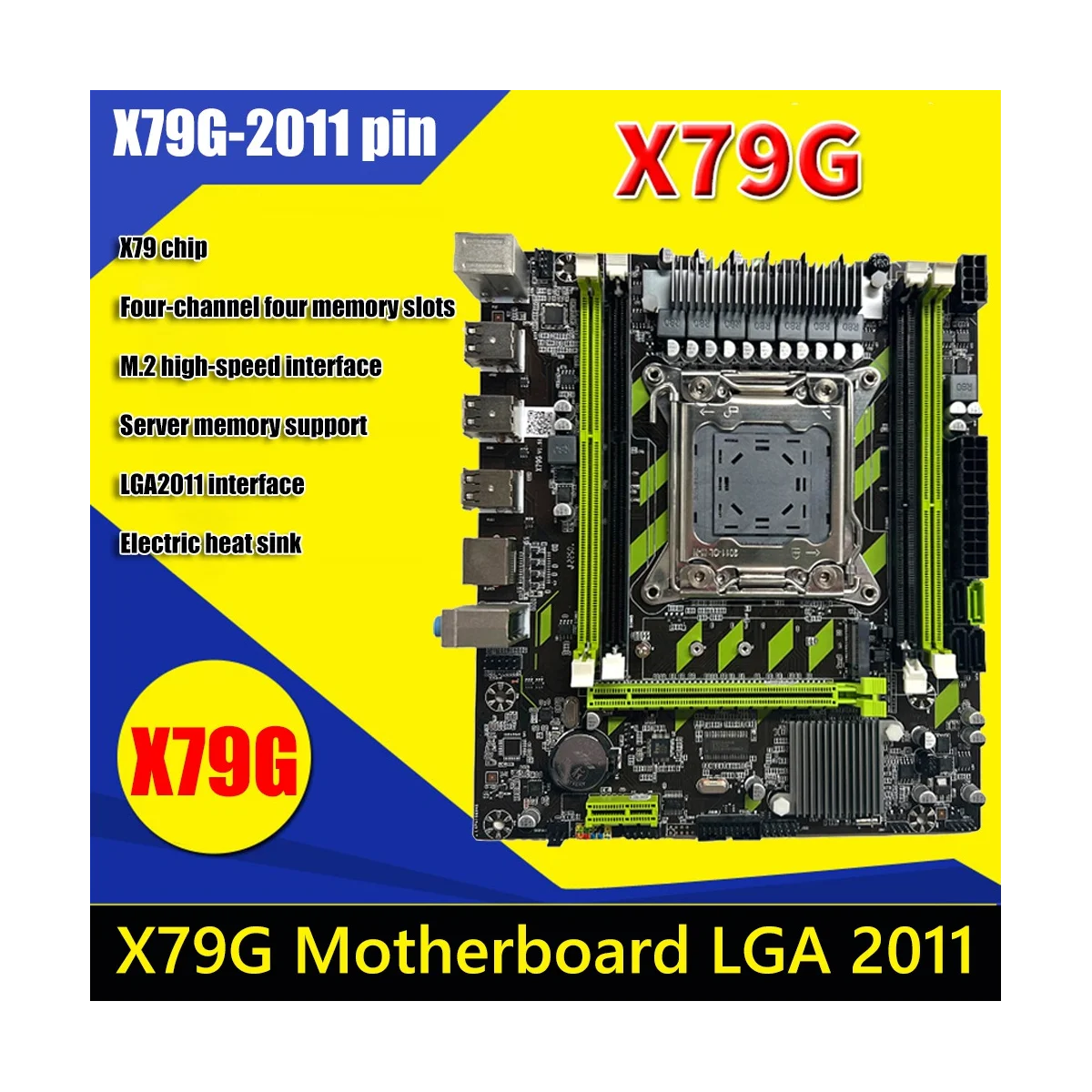 X79G LGA2011 Anakart + E5 2670 V2 CPU + 4X4G DDR3 RAM + Termal Gres + SATA Kablosu Desteği M. 2 NVME PCIE X16 USB2.0 SATA3. 0