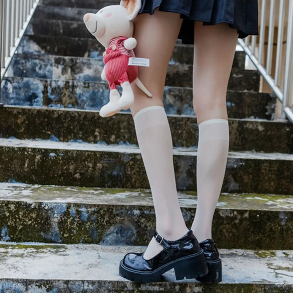 Ultra-İnce Nefes Düz Renk Moda Tasarım JK Üniforma Buzağı Çorap Kadın Çorap Kore Tarzı Uzun Tüp Çorap