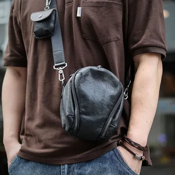 AETOO Orijinal kişilik deri mikro tek kamera çantası niş tasarım retro erkek çanta inek derisi tek omuz çapraz vücut fon