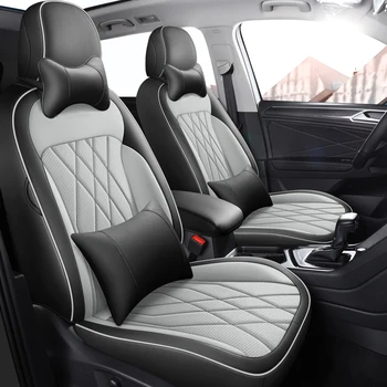 Tam Kapsama Araba Özel klozet kapağı s Volkswagen VW Tiguan L 2017-2023 Su Geçirmez deri koltuk minderi Oto Aksesuarları