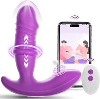 Yapay penis giyilebilir G Spot vibratör yetişkin seks oyuncakları kadınlar için APP 9 itme titreşimler çift için
