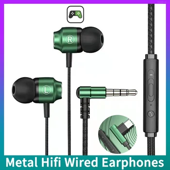 Metal Hifi Kablolu Kulaklık Kulaklık 3.5 mm Tip-C Konnektör HD Mic İle Oyun Müzik Spor Kulaklık Bas Surround Ses Kulaklık