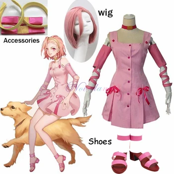 JoJo Tuhaf Macera Anime Reimi Sugimoto Cosplay Kostüm Pembe Elbise+Ayakkabı+Saç Cadılar Bayramı Karnaval Parti Crossdressing