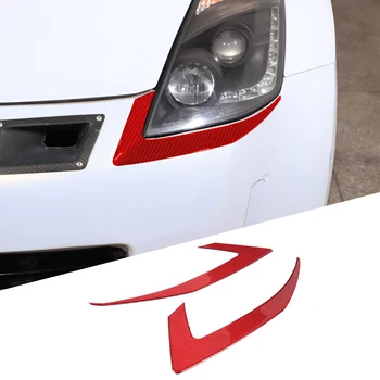Nissan için 350Z Z33 2003 2004 2005 2006 Yumuşak Karbon Fiber Araba Far Alt Kaş Kapağı Trim Sticker Araba Aksesuarları