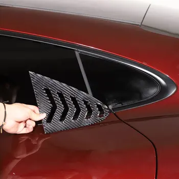 Porsche Taycan 2019 için 2020 2021 2022 Yumuşak Karbon Fiber Araba Arka Cam üçgen Kapak Trim Sticker Araba Aksesuarları
