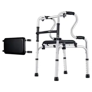 Ev Yaşlı Katlanabilir yürüteç Sandalye Alüminyum Alaşımlı yürüme yardımcısı Ayakta Çerçeve baston Sandalye Engelli Hareketlilik Eğitim Aracı