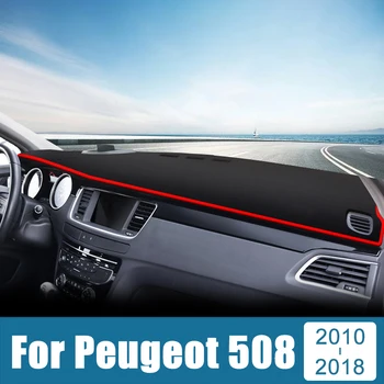 Peugeot için 508 2010 2011 2012 2013 2014 2015 2016 2017 2018 Araba Dashboard Kapakları Önlemek ışıklı çerçeve Anti-UV Halı Kaymaz Paspaslar