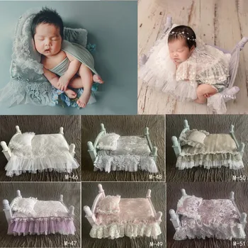 Yenidoğan Fotoğraf Sahne Dantel bebek yatağı Yastık 2 adet/takım Yatak Beşik Aksesuarları Stüdyo Çekimi için Dekorasyon Fotografia