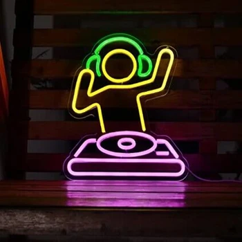Özel Neon Burcu DJ Küçük Adam led ışık Duvar Odası sanat dekoru Ev Yatak Odası Oyun Odası Parti Dekorasyon Yaratıcı Hediye Neon