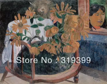 Paul Gauguin Keten tuval üzerine Yağlıboya Üreme, ayçiçeği bir koltuk üzerinde 1,100%el yapımı, ücretsiz Gemi, yüksek Kalite