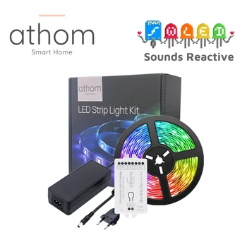 Athom WLED ESP32 sesler reaktif başlangıç kiti WS2812B 5 M 60 led/m adreslenebilir şerit ışık