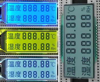 24PIN HTN Pozitif Çift Sıralı 5 Haneli Segment LCD panel Sıcaklık Nem Sembolü Beyaz / Sarı Yeşil / Mavi Aydınlatmalı 3.3 V