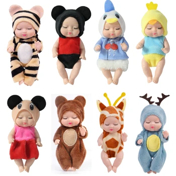 11cm Güzel Bebek Bebek Uyku Reborn Bebekler Hayvan Kıyafetler Mini Oyuncaklar Çocuklar için Hediye kutusu doğum günü hediyesi Yumuşak Modeli DIY Oyuncaklar