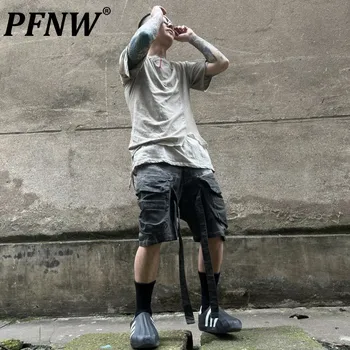 PFNW erkek Yeni Yaz Şort Yapısöküm Tarzı Çoklu Streetwear Vintage Çok Cep OverallsTechwear Kargo Pantolon 12Z4013