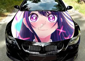 Oshı hiçbir Ko Anime Kız Araba Kaput vinil yapışkan kaplama vinil film Motor Kapağı Çıkartmaları Sticker Evrensel Araba Kaput Yan koruyucu film