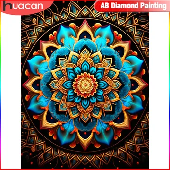 HUACAN Tam Kare Yuvarlak DIY AB Boyama Mandala Nakış Çiçek 5D Mozaik El Sanatları Ve Yaratıcılık Ev Dekorasyon
