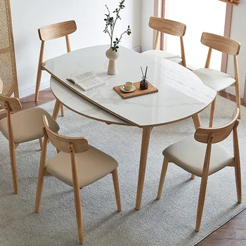 Iskandinav Yuvarlak Uzatılabilir yemek masası Süslemeleri Oyunları yemek masası Mutfak 6 Kişi Hizmet Muebles Para El Hogar Mobilya