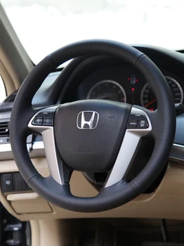 Honda'nın Yeni ve Eski Accord Odyssey direksiyon kılıfı için Özel El Dikişli Deri Araba Dekorasyon Aksesuarları