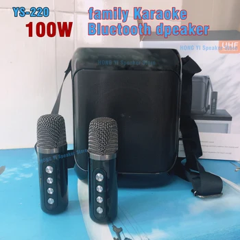 YS - 220 Yeni 100W Tepe Yüksek Güç bluetooth Hoparlörler Taşınabilir Ses Kutusu Ekipmanları kablosuz Mikrofon İle Açık Aile karaoke hoparlörü
