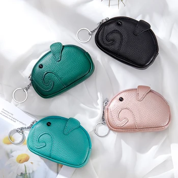 Yeni yaratıcı çift fermuarlı bozuk para çantası çanta almak için Japon sevimli karikatür fil kadın deri mini sıfır çanta