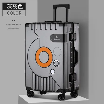 Yeni Alüminyum çerçeve moda seyahat bagaj sessiz büyük kapasiteli arabası bavul 20 inç bavul taşımak 24 inç şifre kutusu