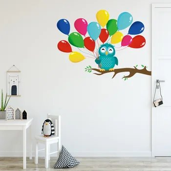 Karikatür Ağaç Dalı Duvar Sticker Baykuş Balon Çocuk Odası Dekor Duvar Kapı Sanat Çıkartmaları Kreş Çıkartmaları Duvar Kağıdı