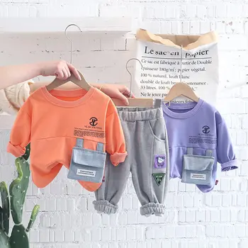 Bebek Kız Erkek Giyim Bebek Giysileri Takım Elbise Karikatür Spor Pamuklu T Shirt Pantolon 2 adet / takım Çocuk Çocuk Yürümeye Başlayan Eşofman Çanta İle