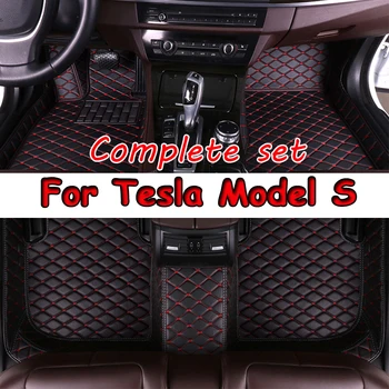 Tesla Model S 2015 2014 için Araba Paspaslar Halı Su Geçirmez Deri Özel Oto Styling Araba Aksesuarları İç Kapakları kilim