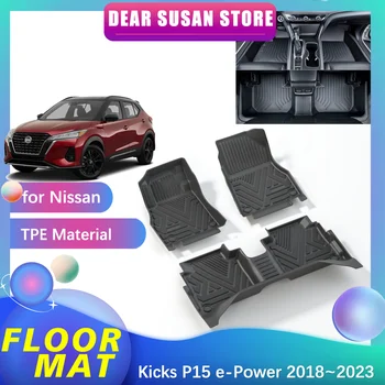 Araba Kat Mat Nissan Kicks için P15 SV e-güç 2018~2023 2019 2020 Panel Ayak TPE Astar Halı Pedi Özel Kapak Halı Aksesuarları